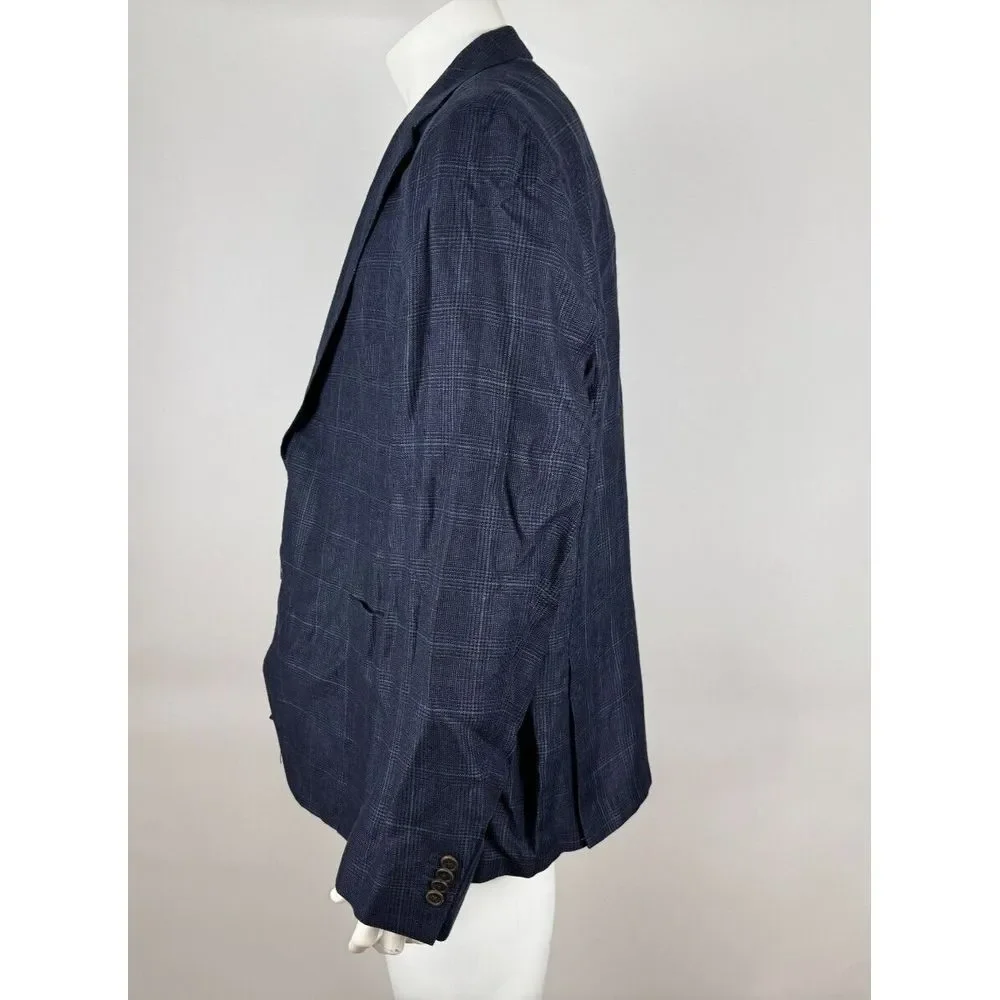 Proper Cloth REDA Bedford Jacket Men 54/3XL? NWOT Navy Glen‎ Plaid Lightweight